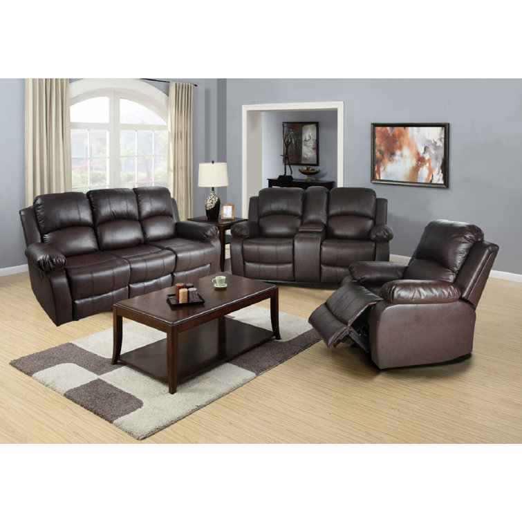 Red Barrel Studio® 3 Piece Faux Leather Living Room Set & Reviews